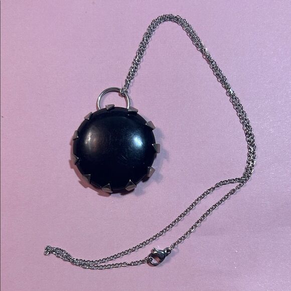 Black Pendant Necklace with Silver Chain - Picture 1 of 4